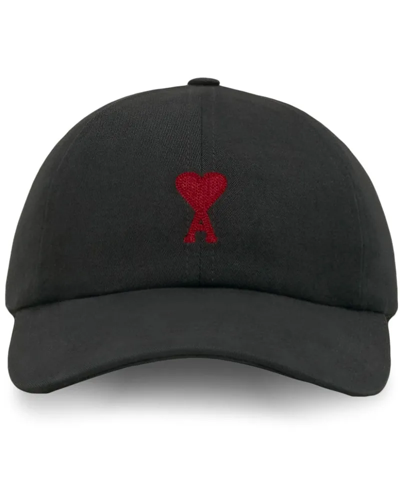 AMI Paris Ami de Coeur Baumwollbaseballkappe Black