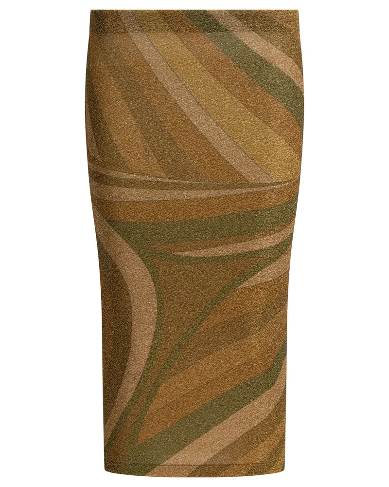 Emilio Pucci Midirock mit Iris-Print von Gold