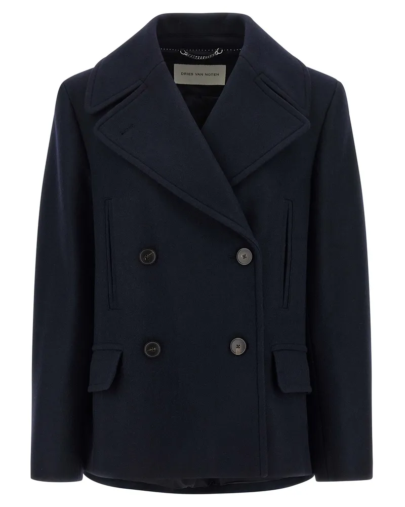 Dries van Noten Trocknen Van Note 'Vafel' Mantel Blue