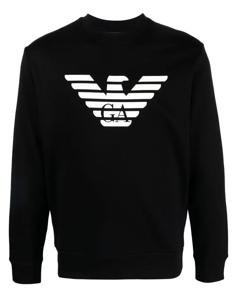 Emporio Armani Logo Cotton Sweatshirt Black