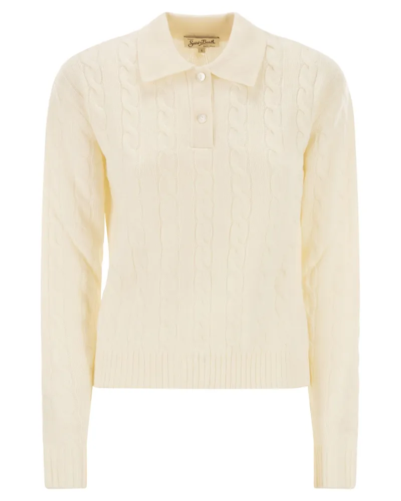 MC2 Saint Barth Savoy Wollpullover mit Zopfmuster Cream