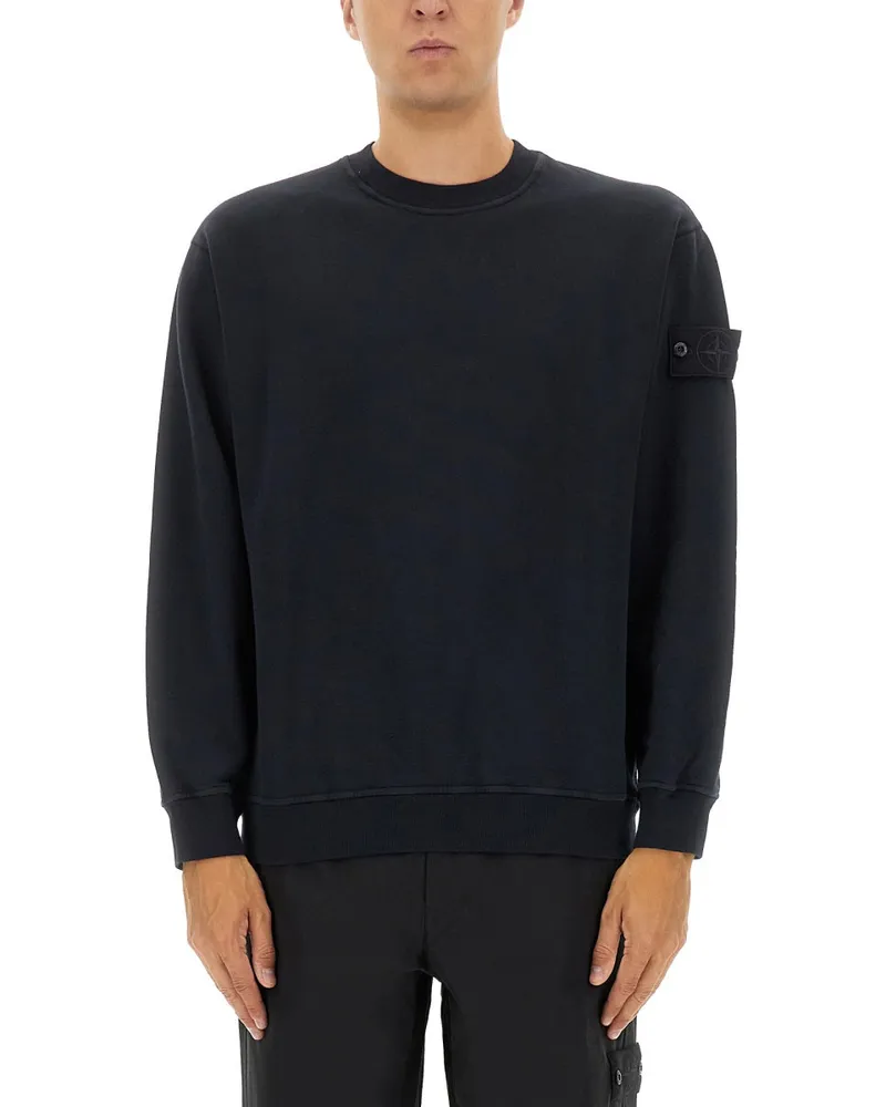 Stone Island Sweatshirt mit gerippten Kanten Blue