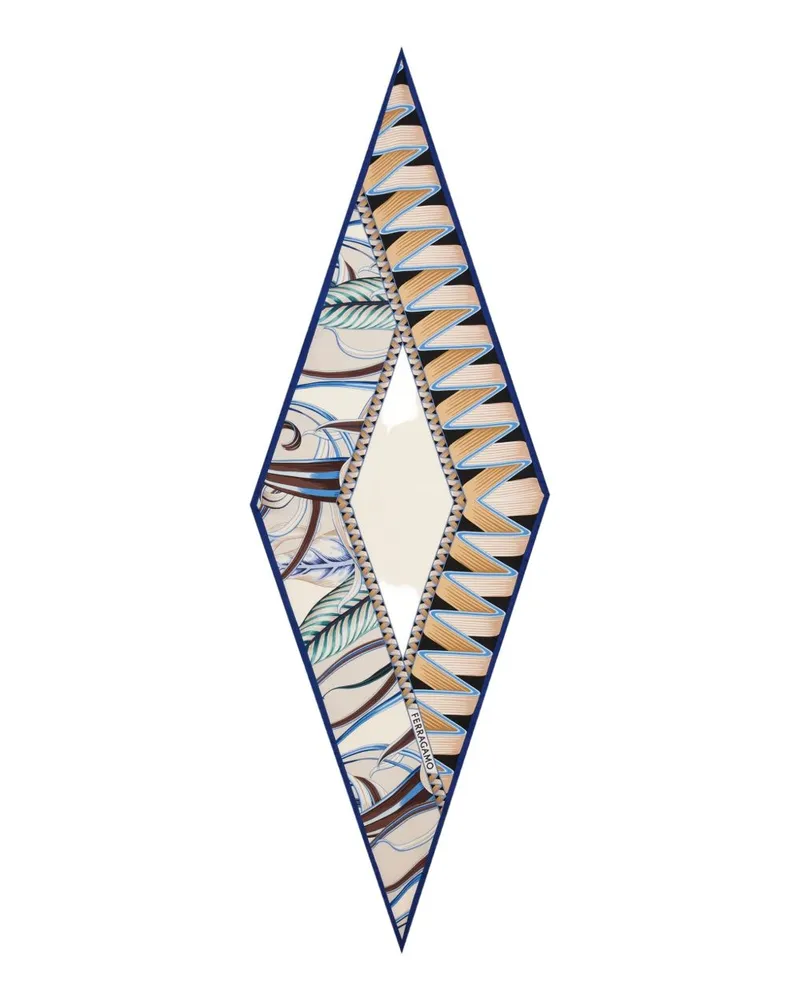 Ferragamo bedrucktes Seide Foulard Ivory