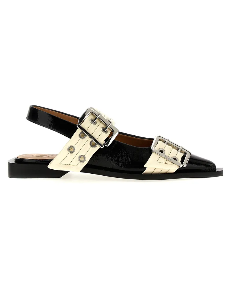 Ganni breite Gürtelschnalle' Ballet Flats Flats White