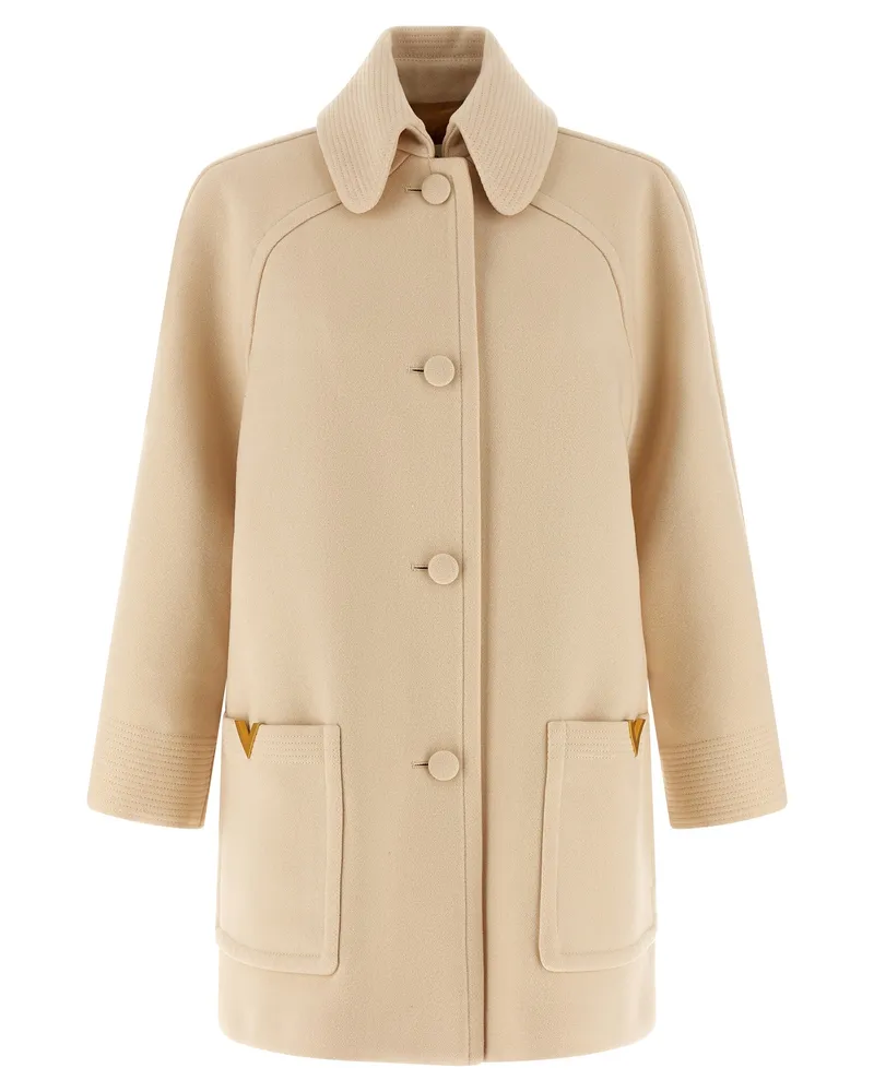Valentino Garavani Valentino Garavani Wollmantel mit Drapierung Beige