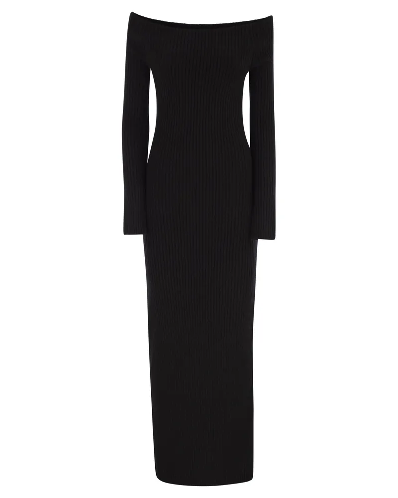 Max Mara Arnes1234 Wolle und Kaschmirscheidekleid Black