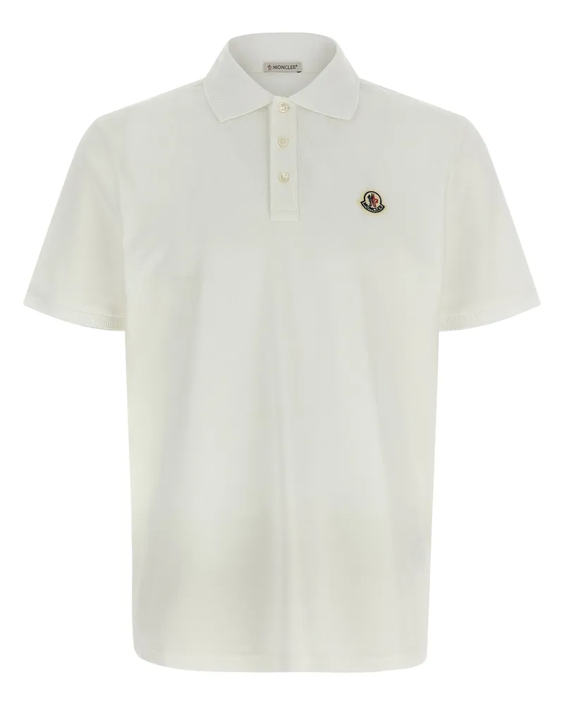 Moncler Logo Patch Polo -Shirt White