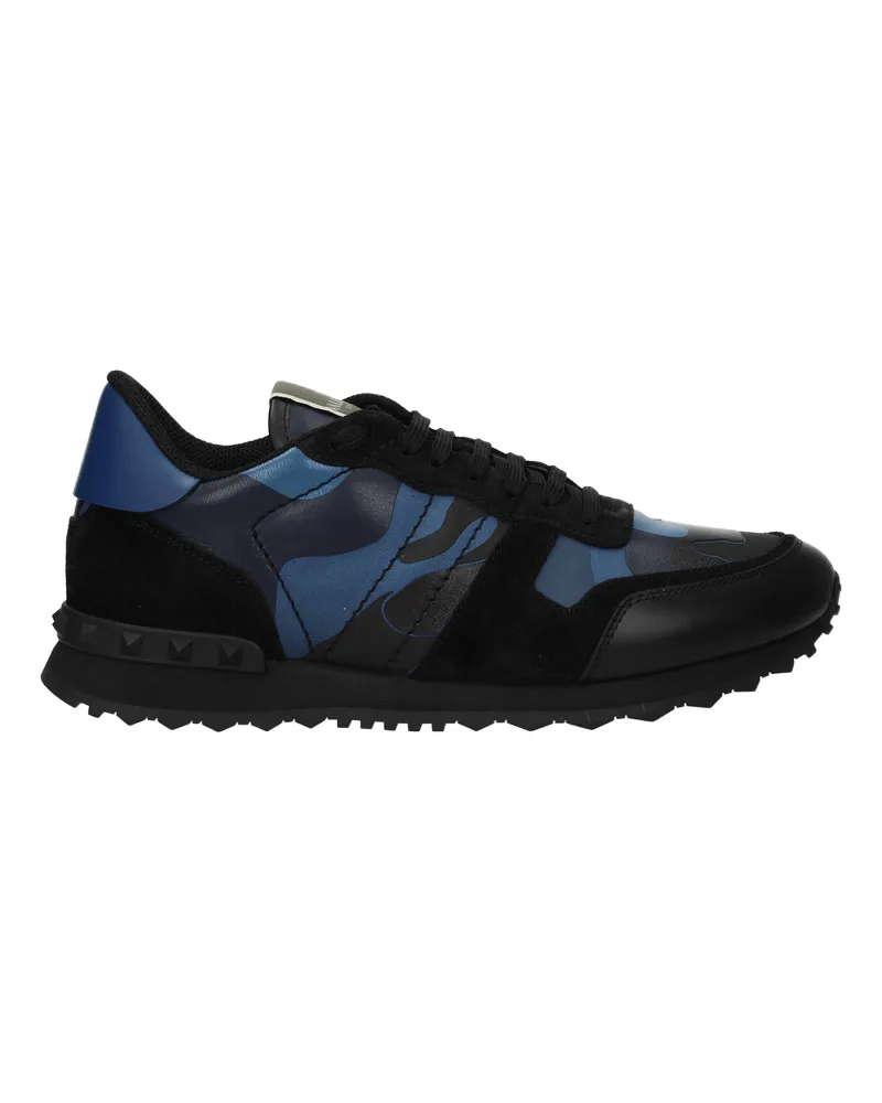 Valentino Garavani Herrens Sneakers Blau/Schwarzes Leder -