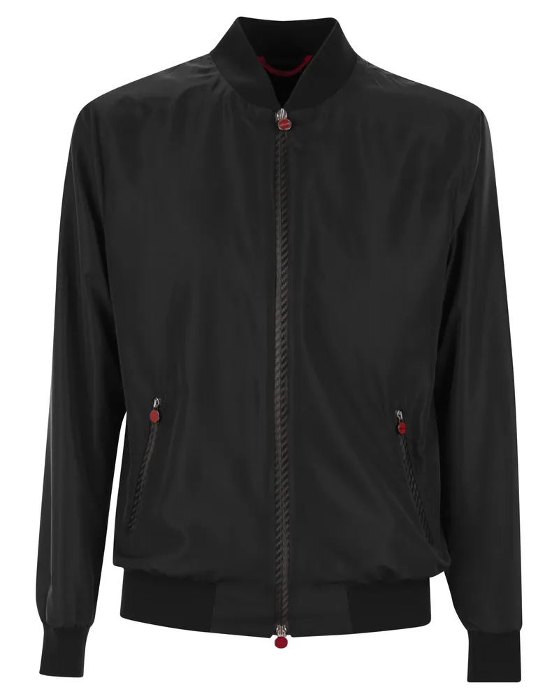 Kiton Sea Bomber Jacke im technischen Stoff Black
