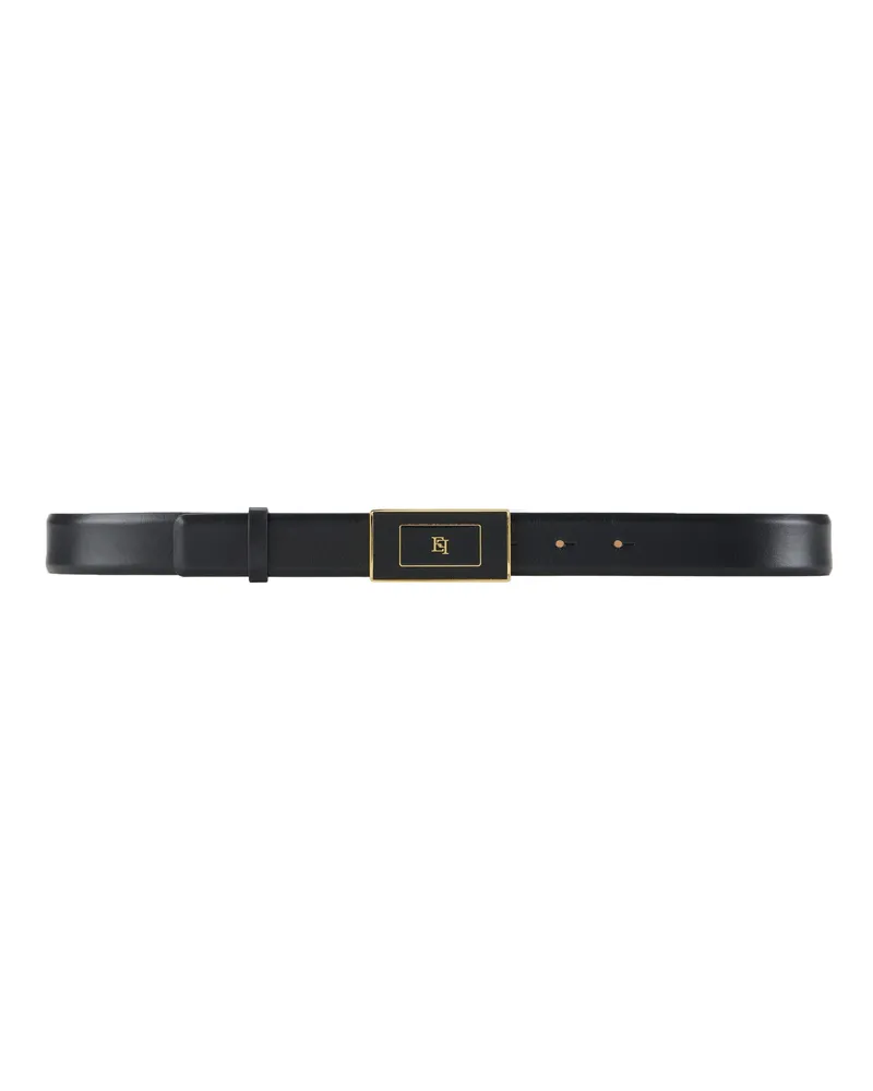 Elisabetta Franchi Cintura in Pelle Nera Con Placca Logo Black