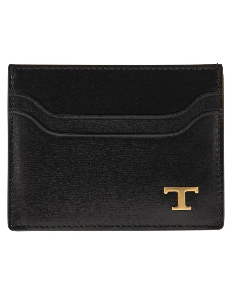 TOD'S Lederkartenhalter mit Logo Schwarz