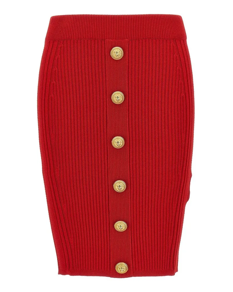 Balmain KNEE LANGE MINI ROCK Rot