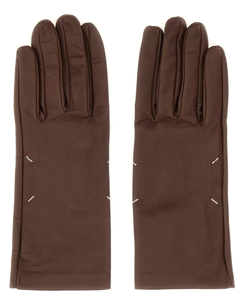 Maison Margiela Lederhandschuhe Brown