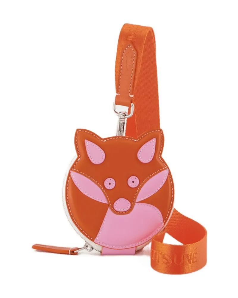 Kitsuné Fox Neck Wallet Maison Kitsuné Orange Leder Orange