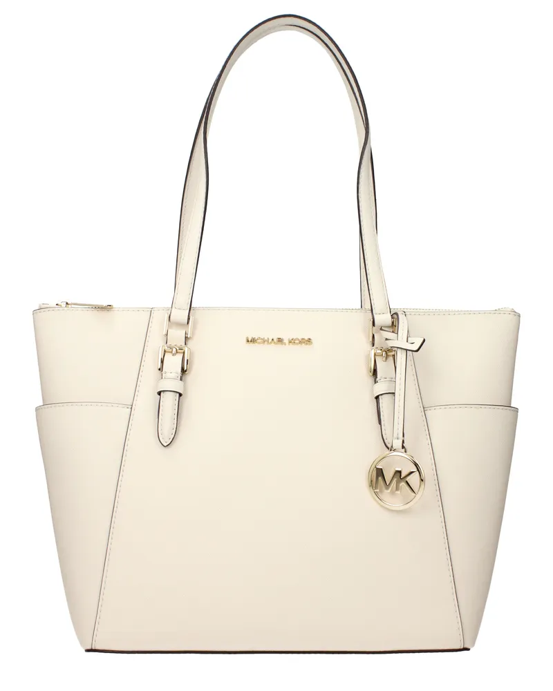Michael Kors Charlotte Damens Umhängetasche aus hellbeige/cremefarbenem Leder -