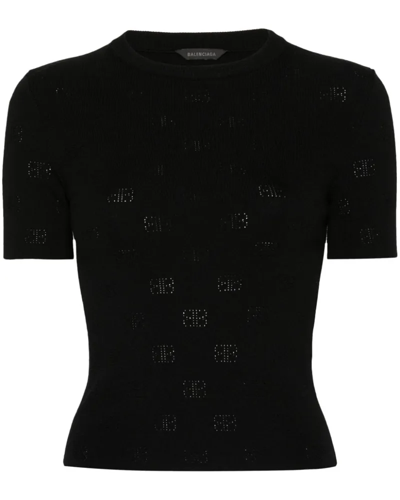 Balenciaga Open Strick Wolltop Black