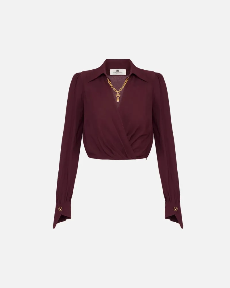 Elisabetta Franchi Shirt mit Juwelendetails Vino
