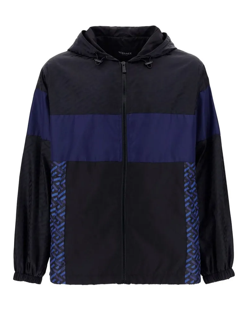 Versace Versace mit Kapuze -Windbreaker -Jacke Blau