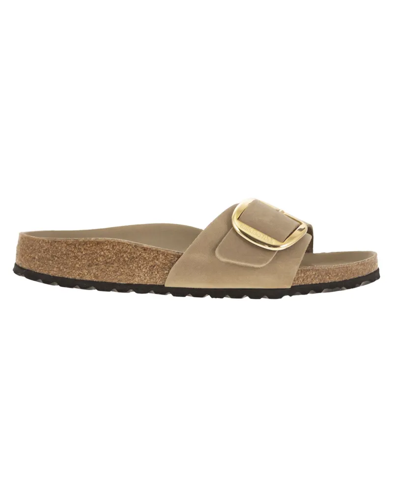 Birkenstock Madrid Flache Sandale mit großer Schnalle Beige