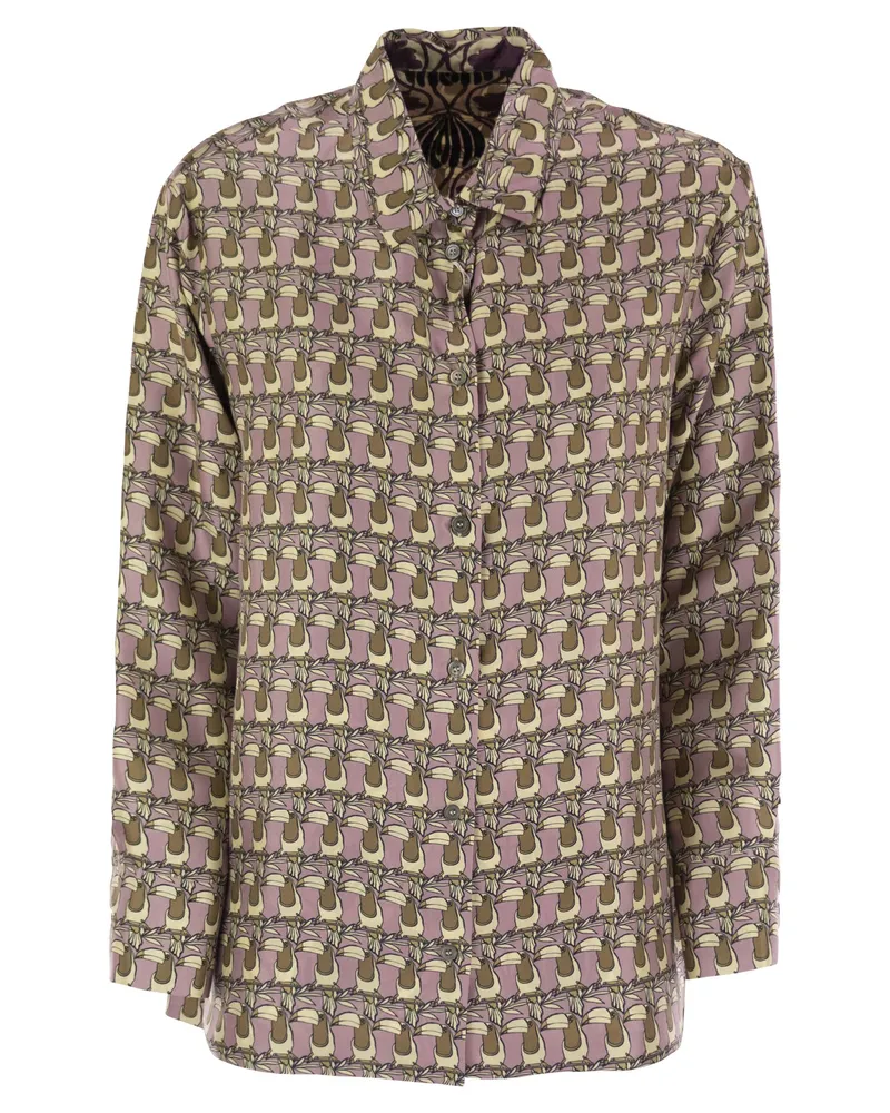 Max Mara Times reversibler bedrucktes Seidenhemd Pink