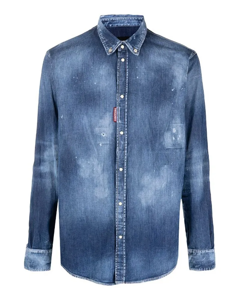 Dsquared2 notiertes Effekt Denim -Shirt Blue