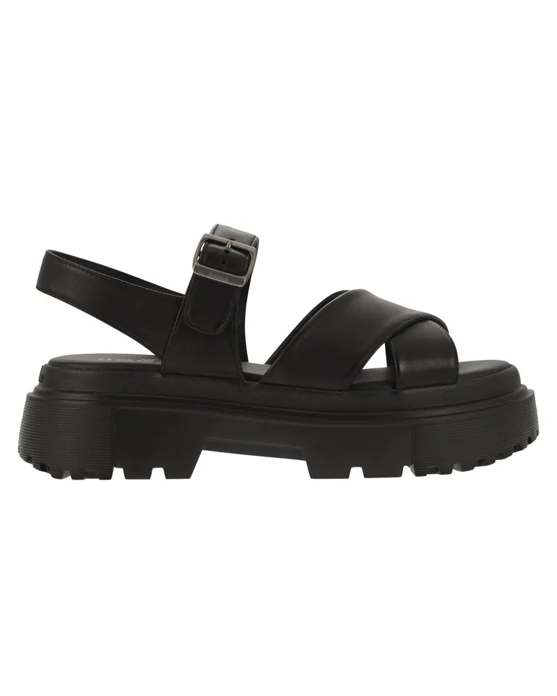 Hogan Ledersandale mit Zwischensohle Schwarz