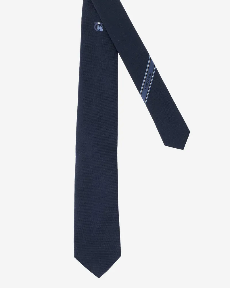 Ferragamo Seidenkrawatte mit Logo Blue
