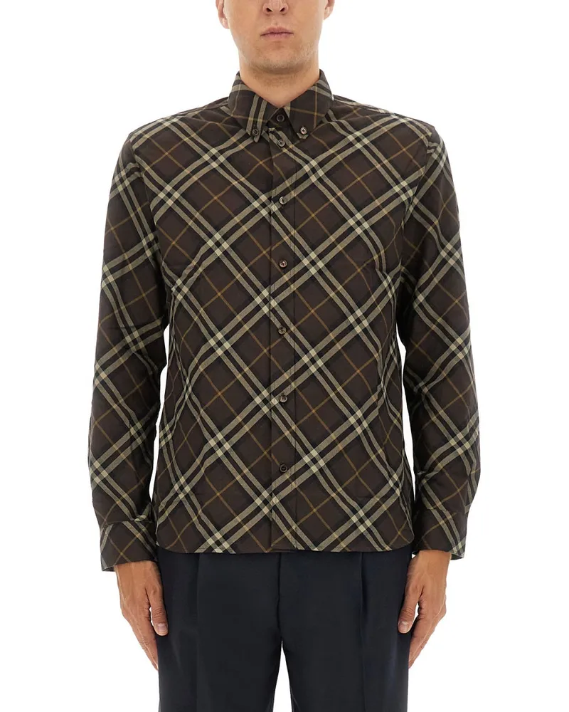 Burberry Baumwollflanell -Checkhemd Brown