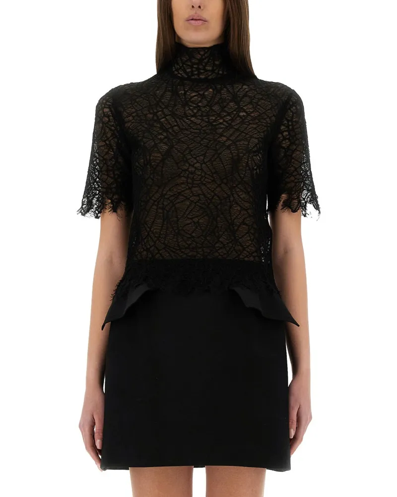 Alexander McQueen Alexander MC Queen Spider Web Lace Top Black