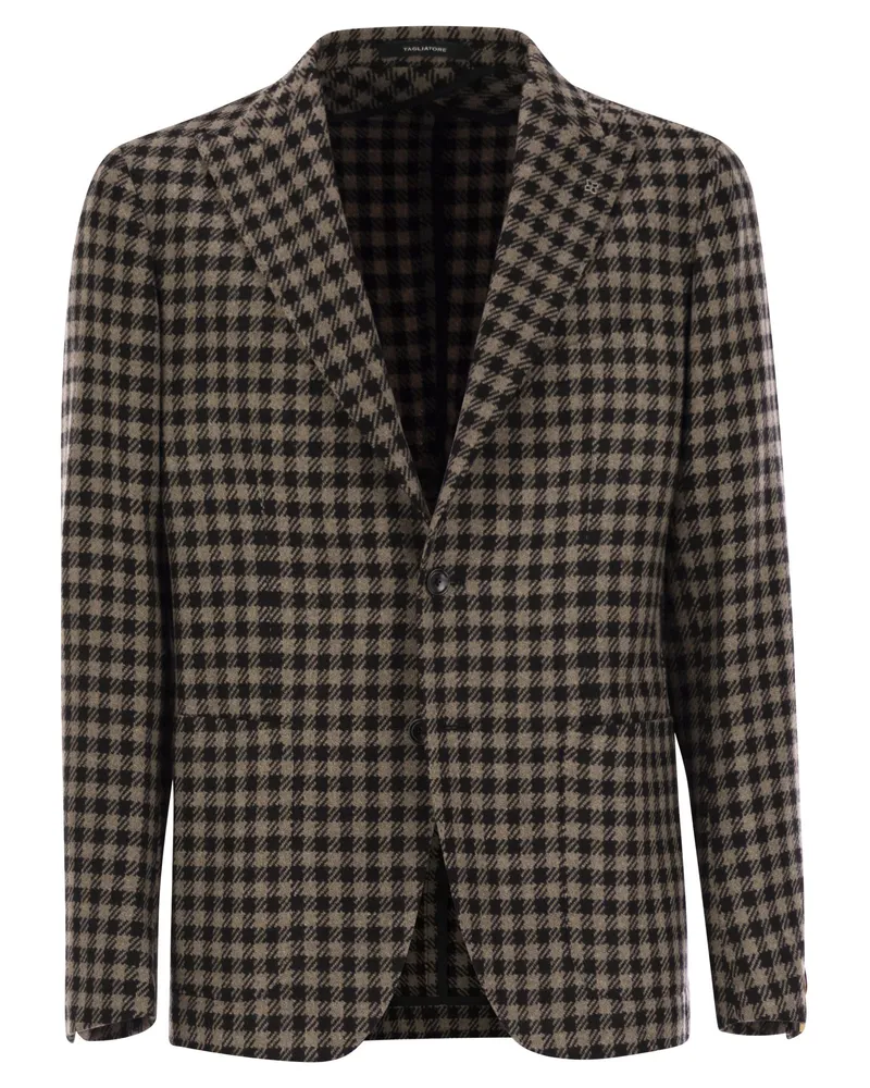 Tagliatore Houndstooth Virgin Woll Mischjacke Black