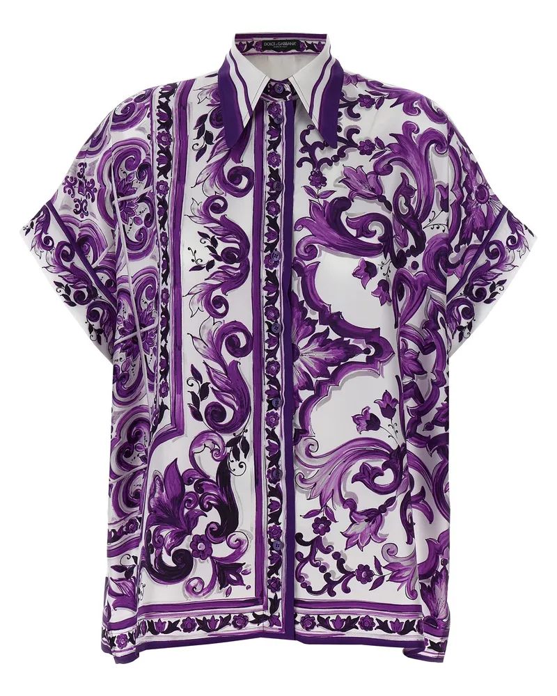 Dolce & Gabbana Maiolica' Printhemd Purple