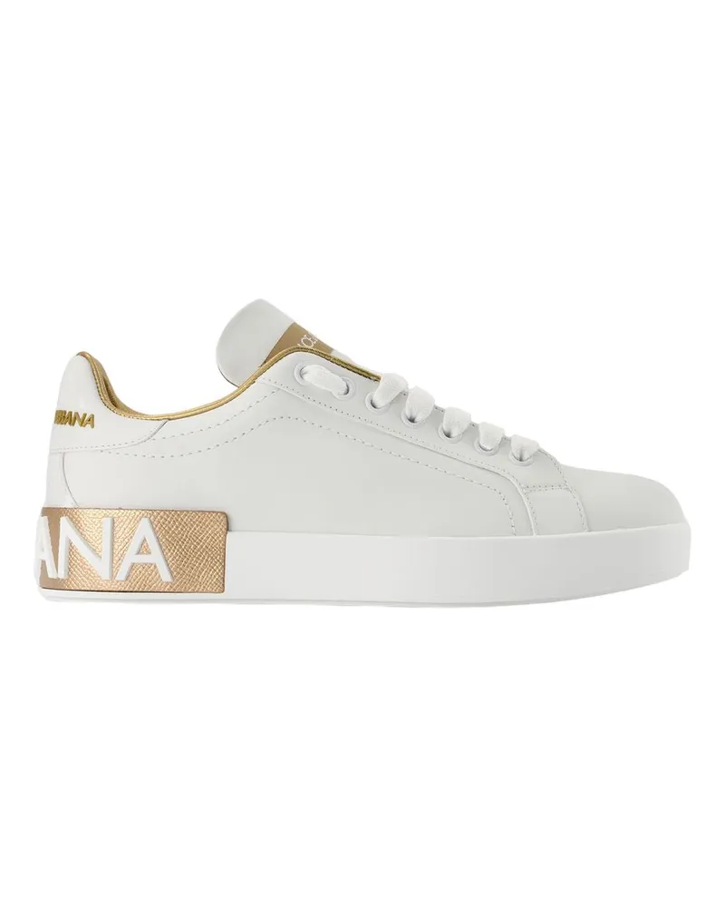 Dolce & Gabbana Portofino -Turnschuhe  Gold Staubleder White
