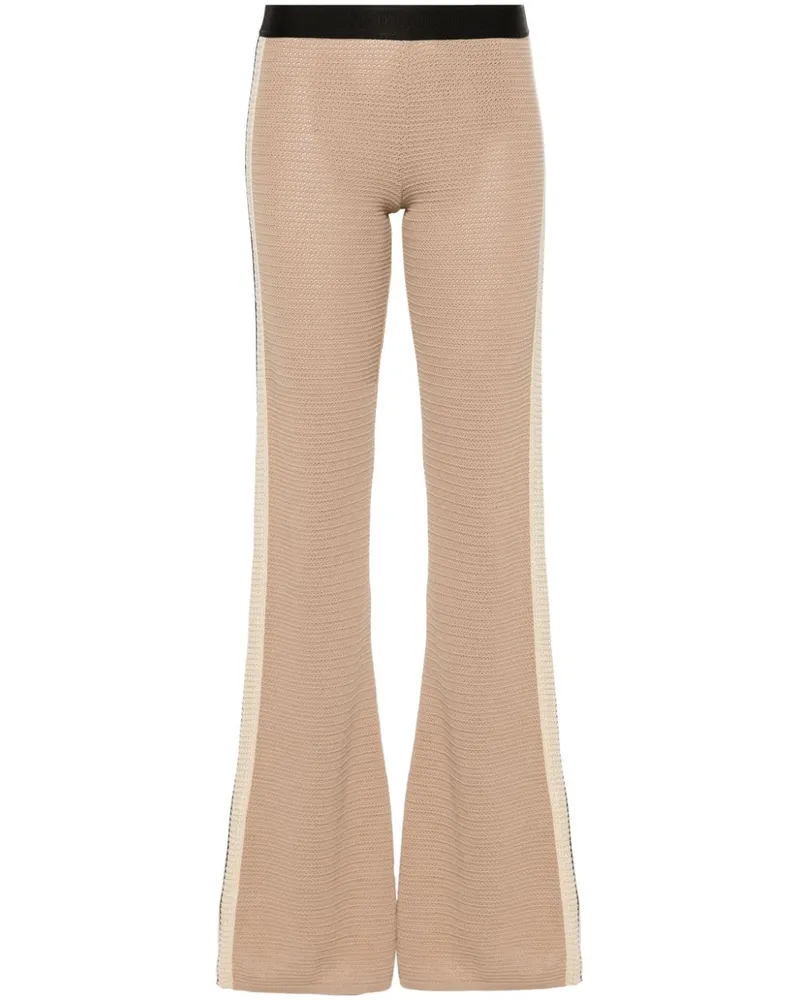 Palm Angels Logo Tape Stickhose gestrickt Beige