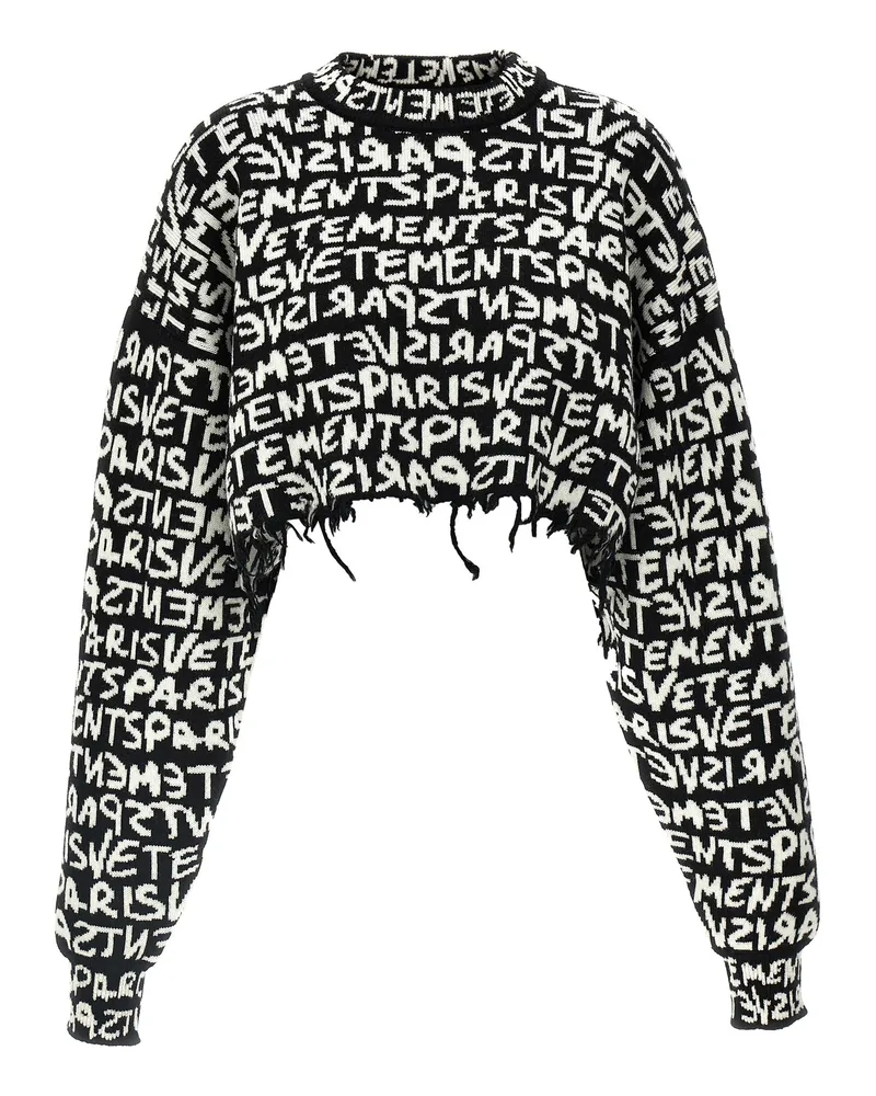 VETEMENTS Vetements Paris Monogramm' beschnittener Pullover White