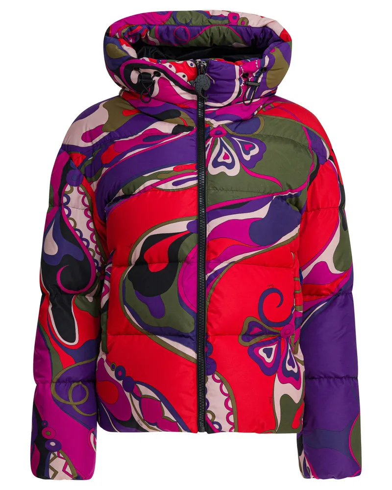 Emilio Pucci Orchidee-Druck-Daunenjacke Purple