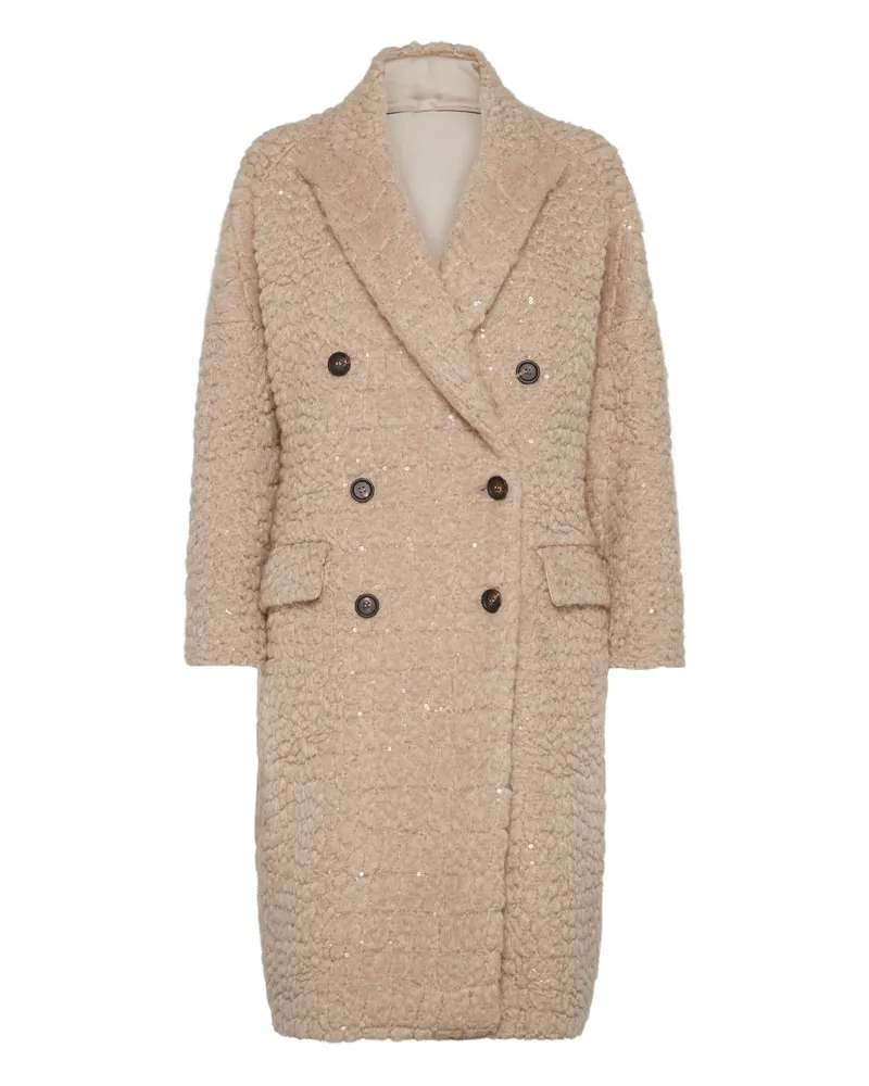 Brunello Cucinelli Wolle Doppelbrustmantel Camel