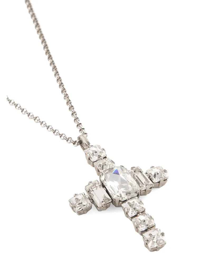 Dolce & Gabbana Strass Cross Halskette Silver