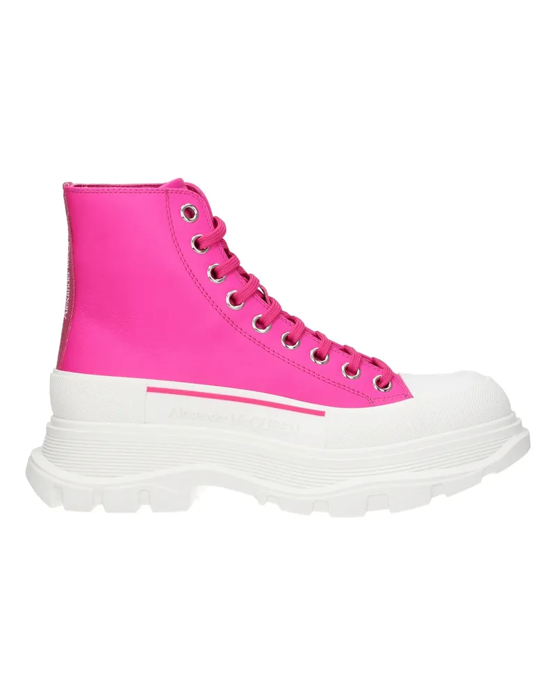 Alexander McQueen Lederstiefel Fuxia/Magenta -