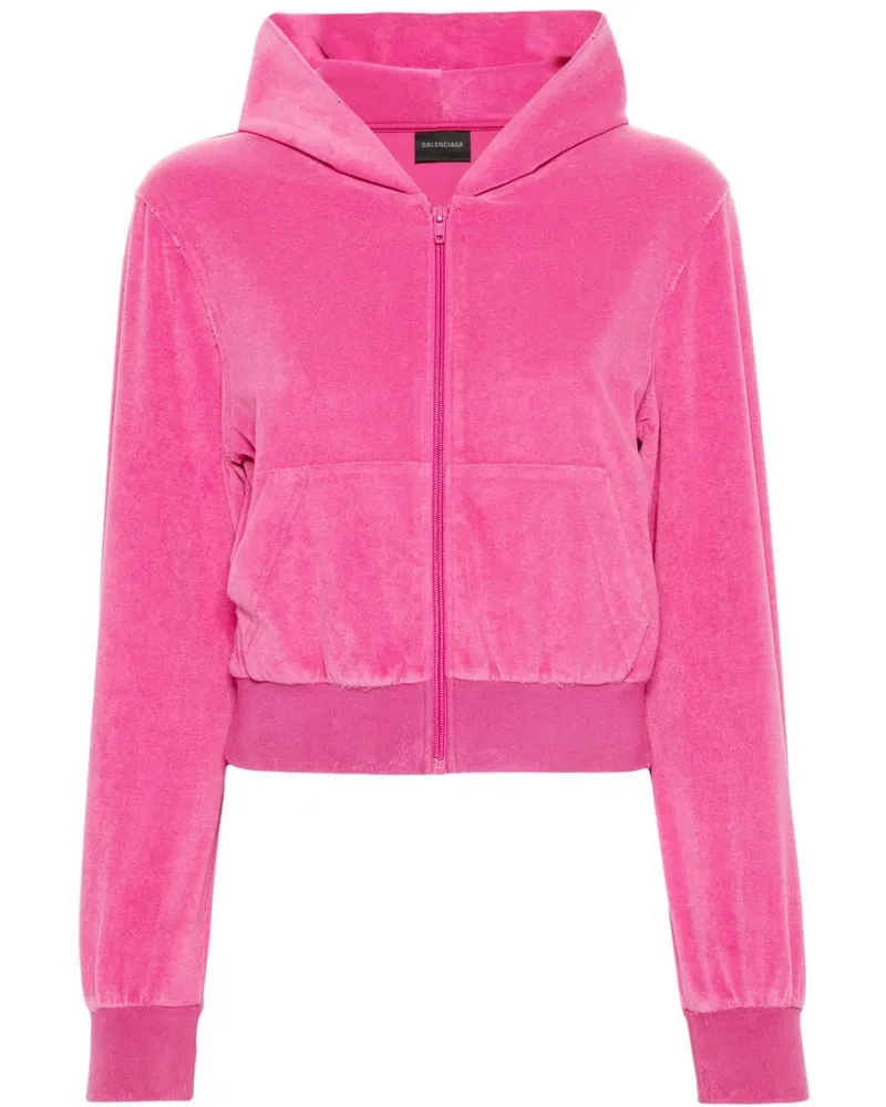 Balenciaga Velvet Reißverschluss Hoodie Pink