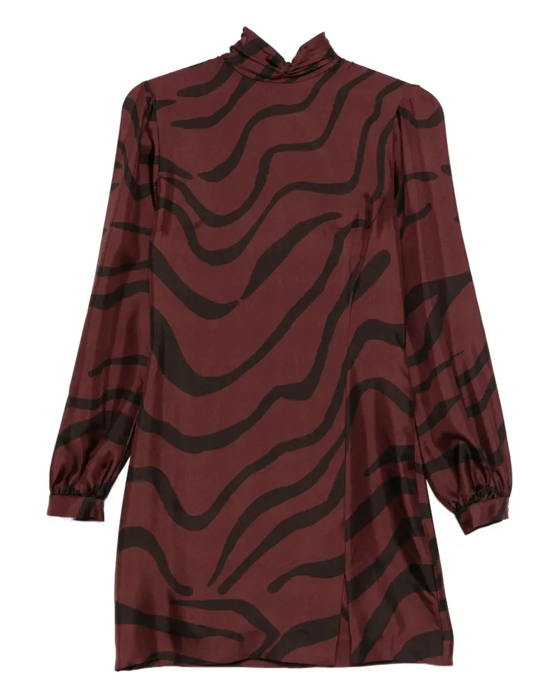 Raquel Diniz Mini -Kleid mit Wellendruck und hohem Hals Zebra