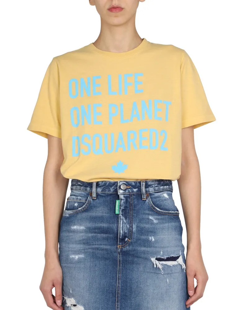 Dsquared2 One Life One Planet" T -Shirt Yellow
