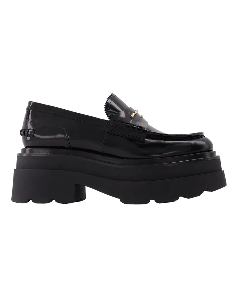 Alexander Wang Carter 75 Plattform -Slipper in schwarzem Leder Black