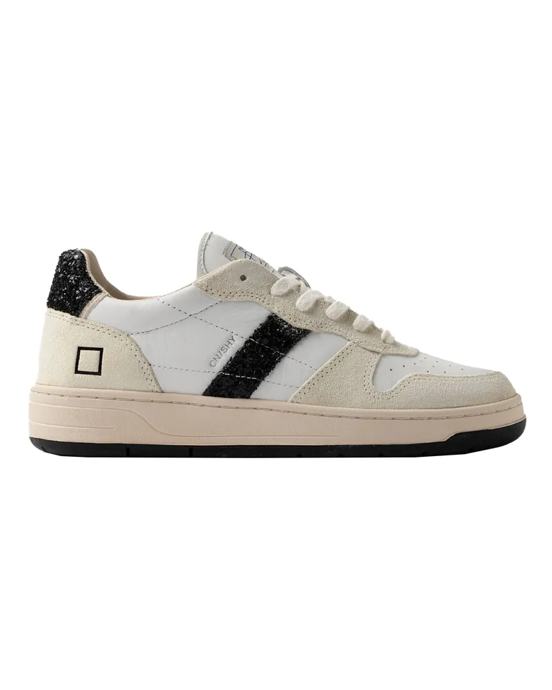 D.A.T.E. DATUM. Sneaker Court Shiny White/Glitter Schwarz Toni