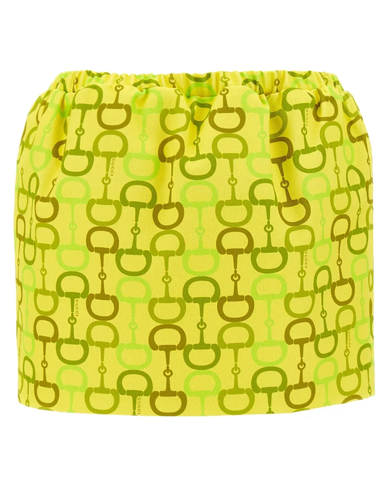 Gucci Rock mit Horsebit-Print Yellow