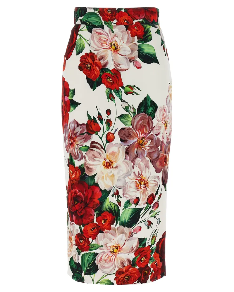 Dolce & Gabbana Floral Longuette Rock White