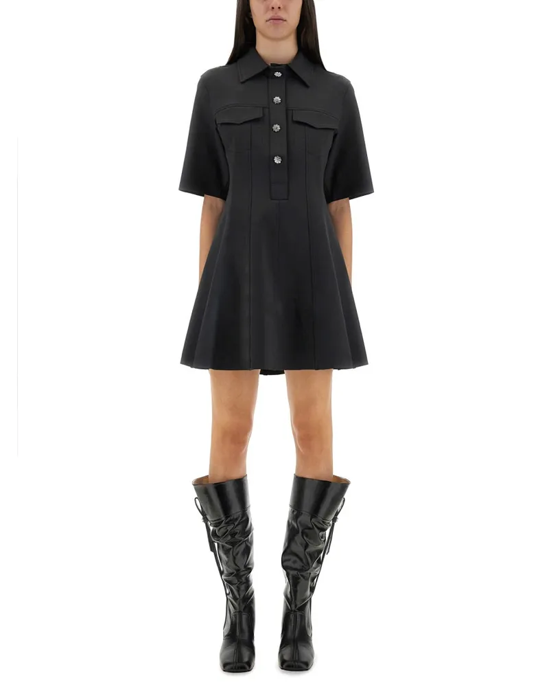 Ganni Mini -Kleid mit überbackenen Knöpfen Grey