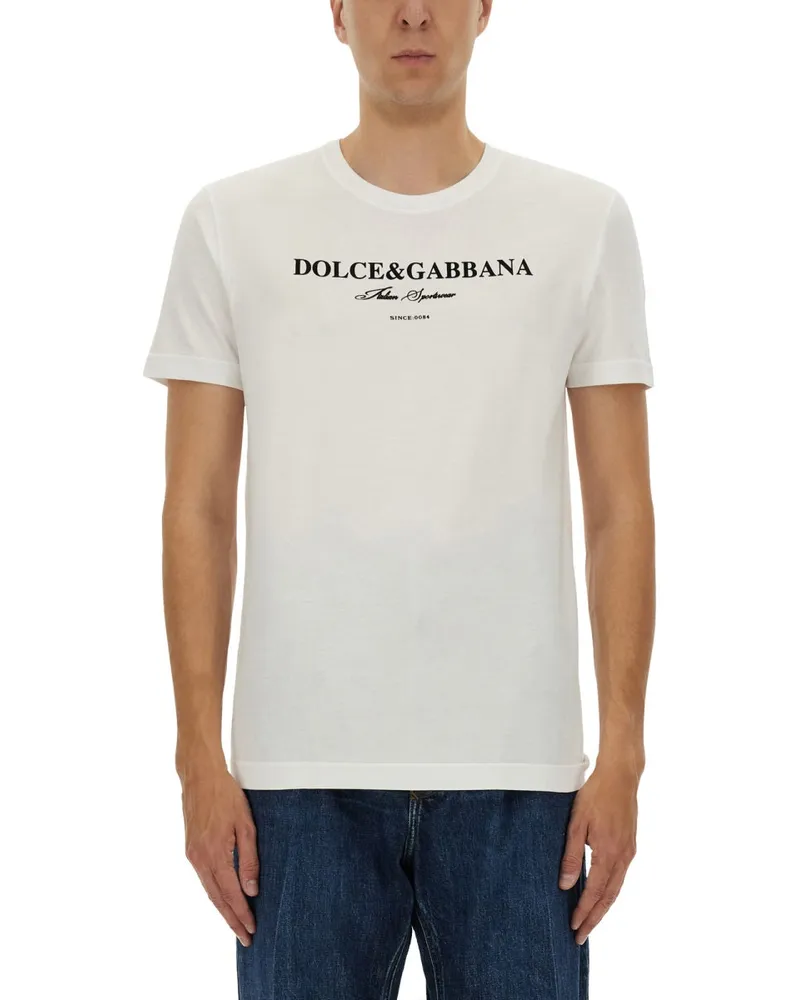 Dolce & Gabbana Baumwoll -T -Shirt mit Druck White