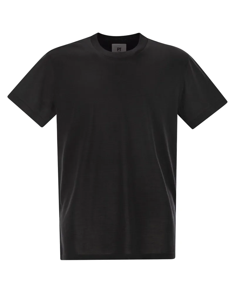 PT TORINO Jersey-Strick aus Seide und Baumwolle Black