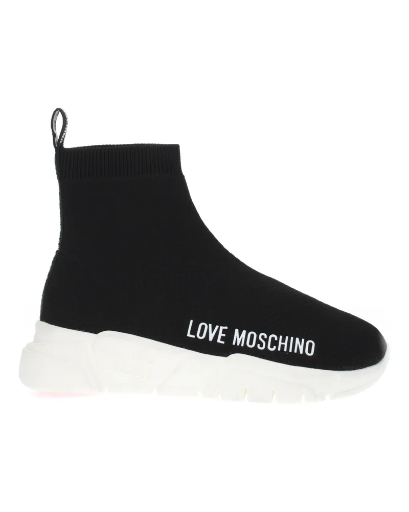 Moschino Damens Stoffsneaker Schwarz/Weiß -