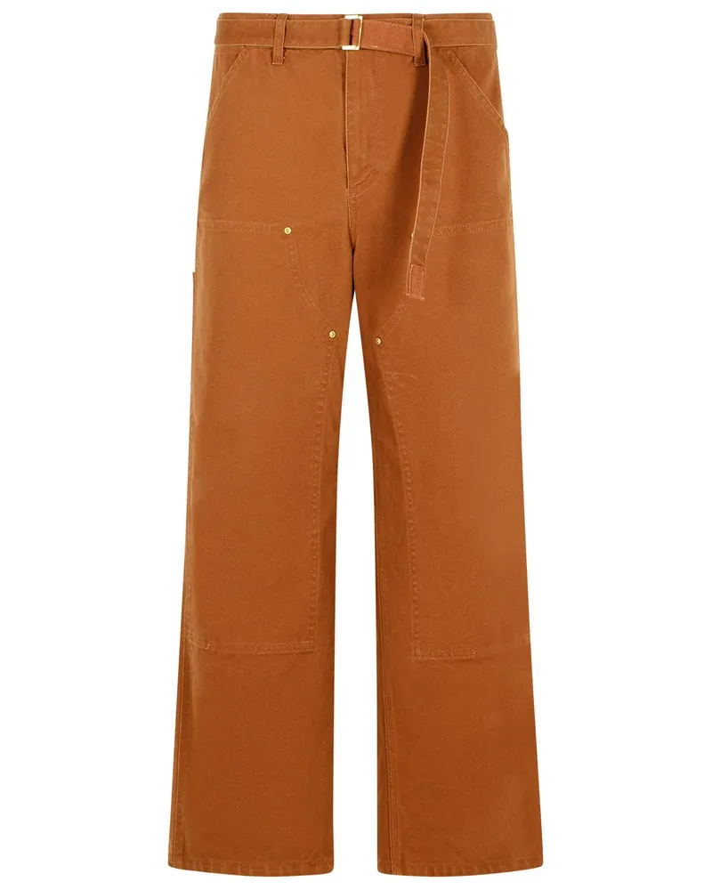 Sacai Carhartt arbeitet in Arbeit' braune Baumwollhosen Brown